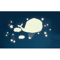 Sticker Phosphorescent Baleine Montgolfière - Mimi Lou