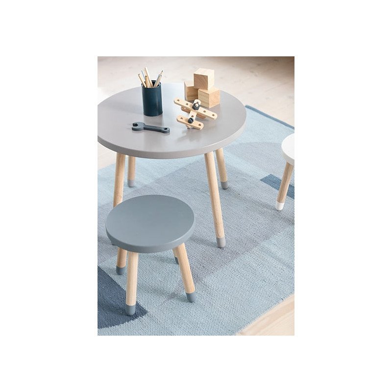 Tabouret Pour Enfant Habitat Monty - Gris Clair, Design Contemporain En Acier Et Bois