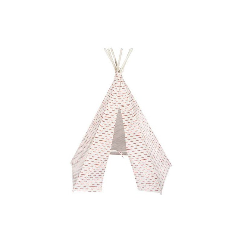 Tipi Enfant CIVG 1,3x1x1,2m - Tente De Jeu Intérieur/Extérieur Rose Avec Toile Maillée