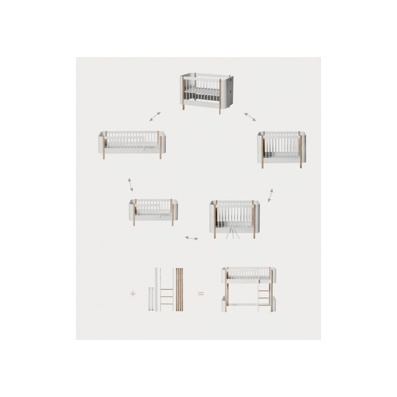 Lit mezzanine mi-hauteur Wood Mini + - Oliver Furniture
