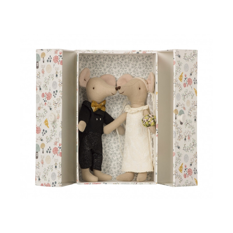 Doudou souris Couple de Mariés dans leur boîte - Maileg