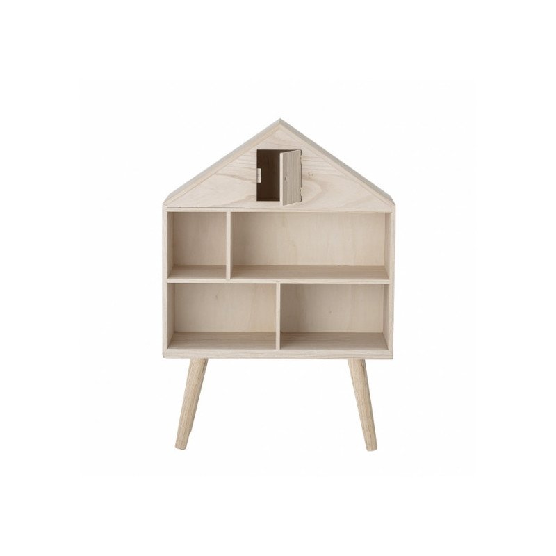 Bibliothèque Miniature 1:12 En Bois - Meuble Dollhouse Marron Avec 4 Tiroirs