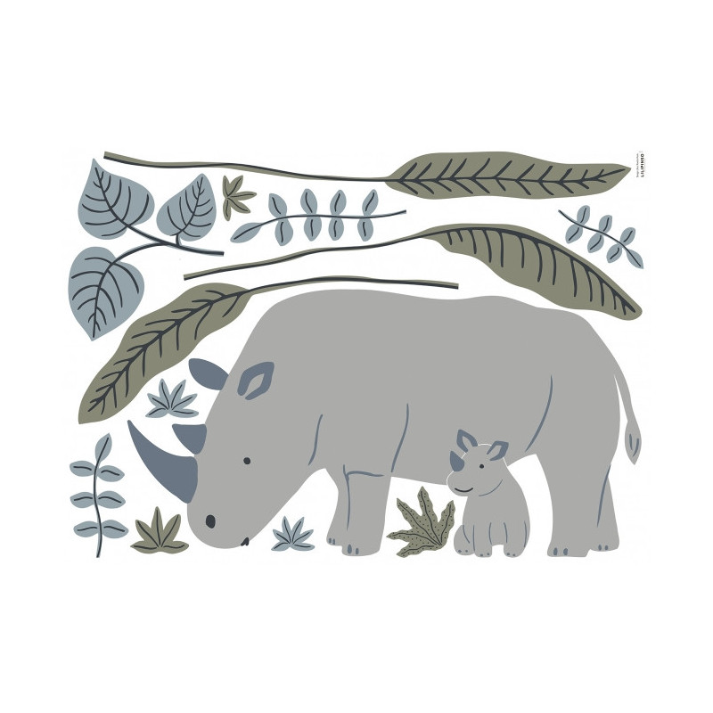 Planche de Stickers Décor L Les Rhinos - Lilipinso