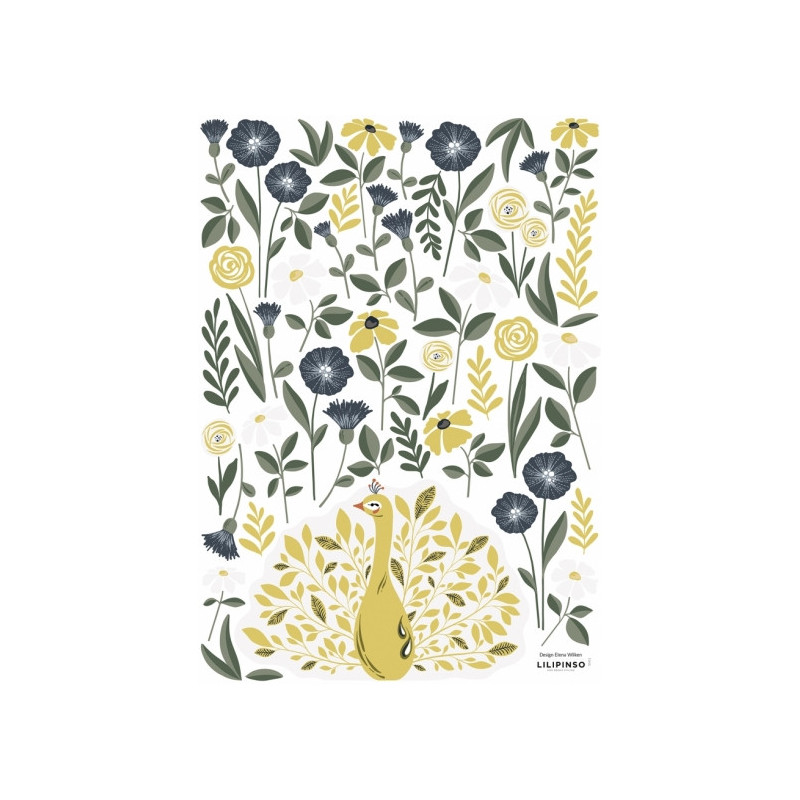 Planche de stickers Paon dans les fleurs - Lilipinso
