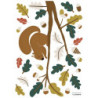 Planche de stickers Ecureuil et feuilles vertes - Lilipinso