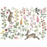 Planche de stickers décor L Fleurs et lapins - Lilipinso