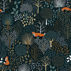 Papier peint M. Fox dans la forêt - Lilipinso