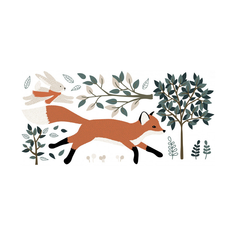 Planche de stickers décor XL M. Fox en forêt - Lilipinso