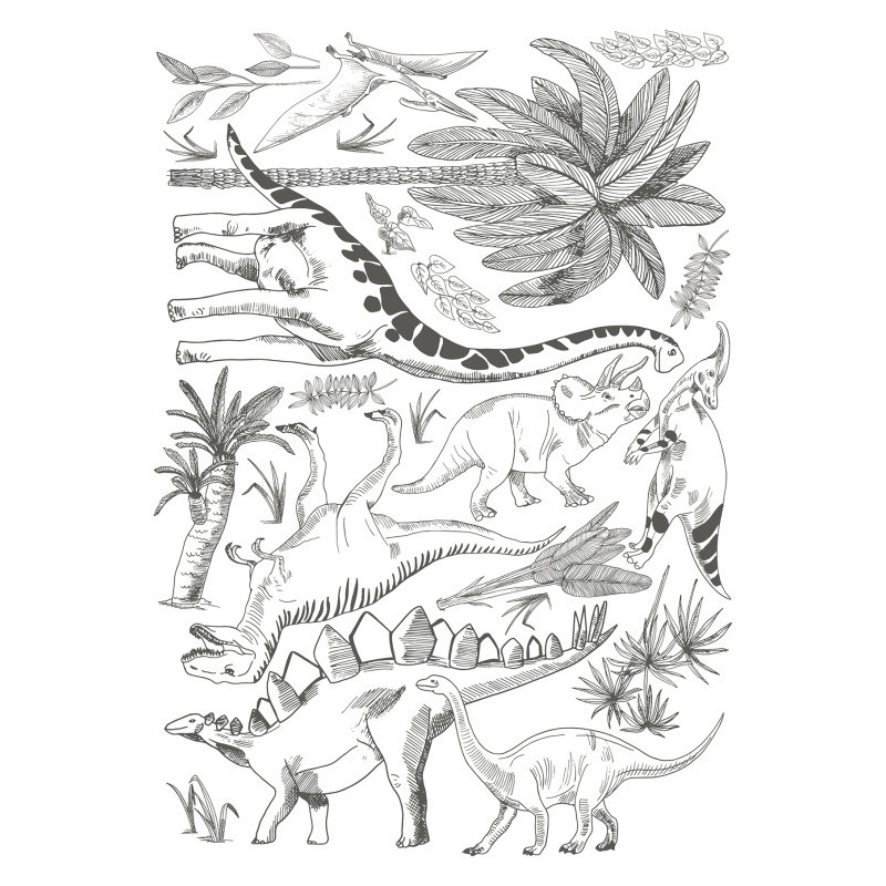 Planche de stickers Dinosaures et végétaux - Lilipinso