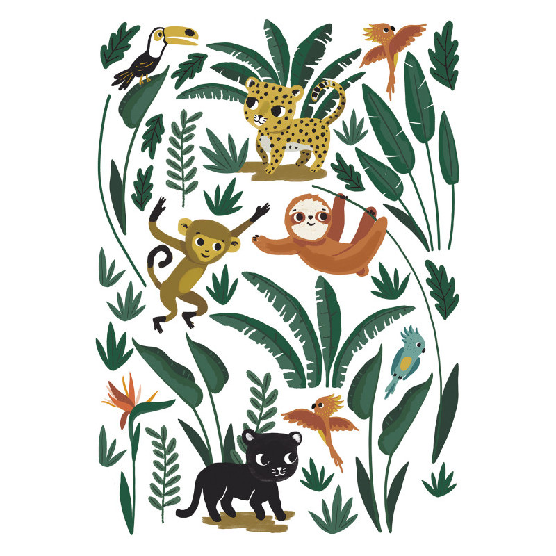 Planche de stickers Petits animaux de la jungle - Lilipinso